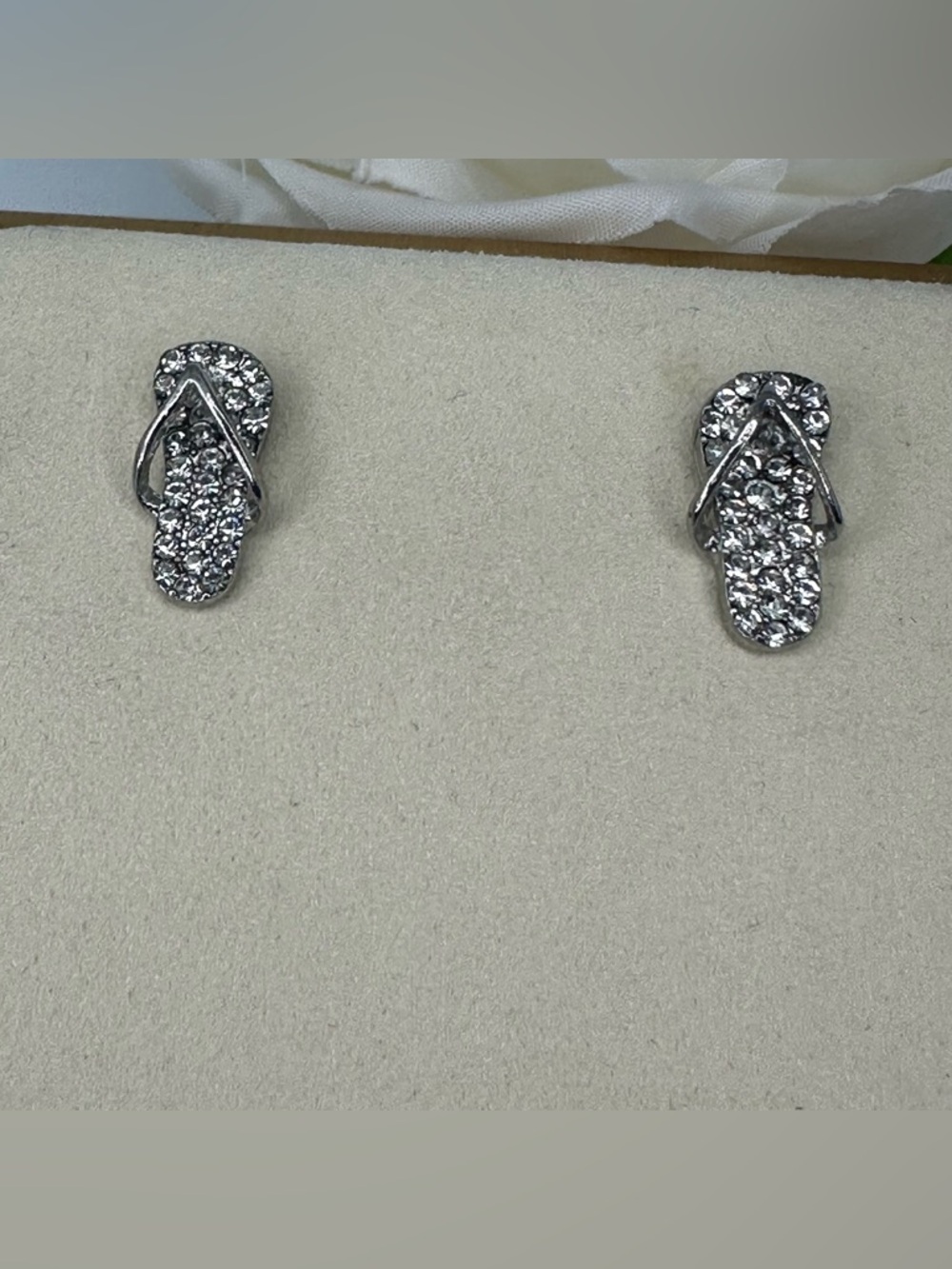 Silver Zircon Flip Sandal Earrings 925